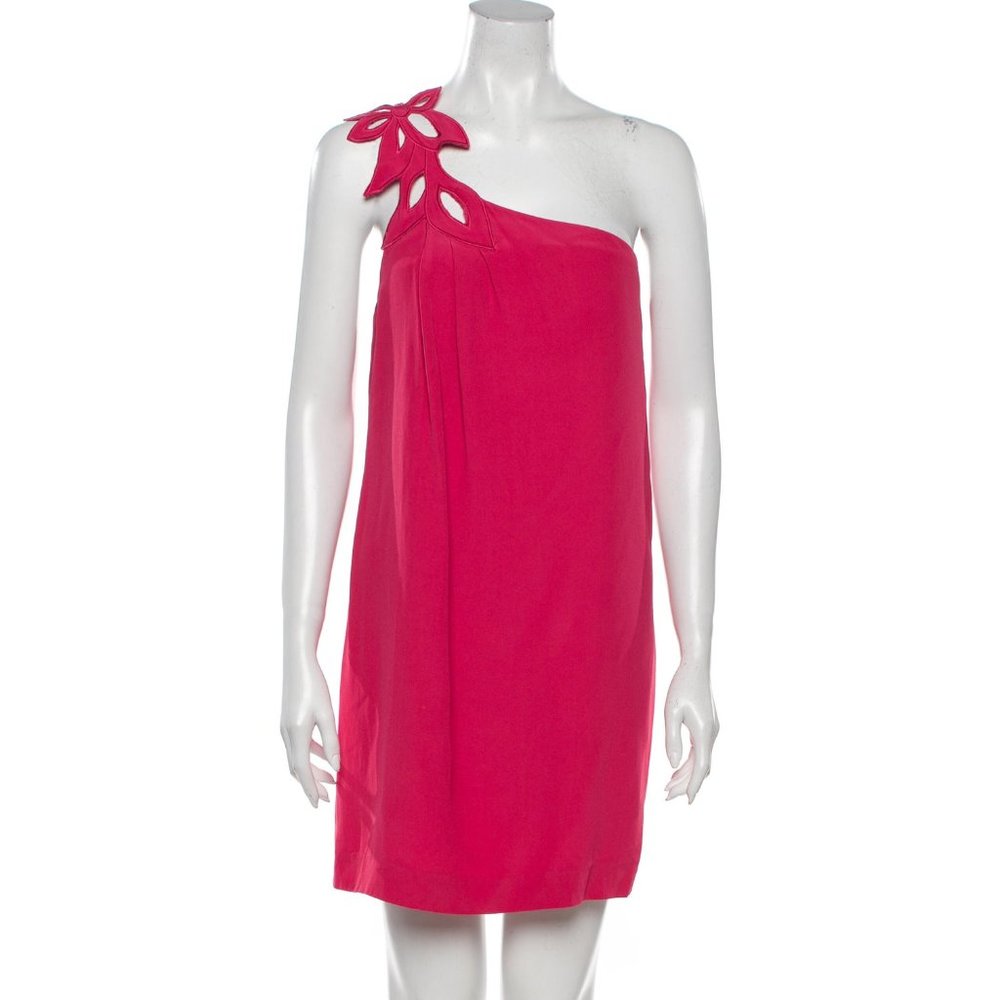 🖤Tibi One-Shoulder Mini-Dress - HOT PINK